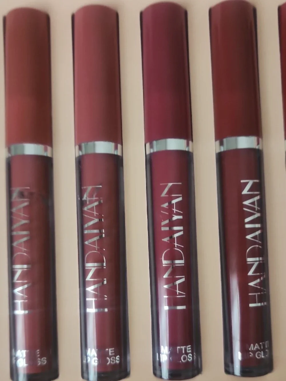 Matte Liquid Lipstick Set — Warm Pink & Red Neutrals; Set of 5.